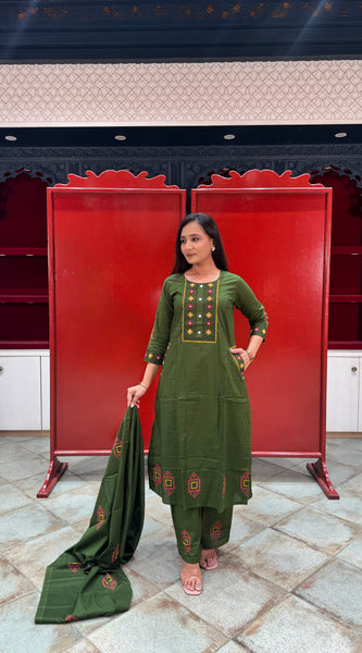 Olive Green Kurti Set