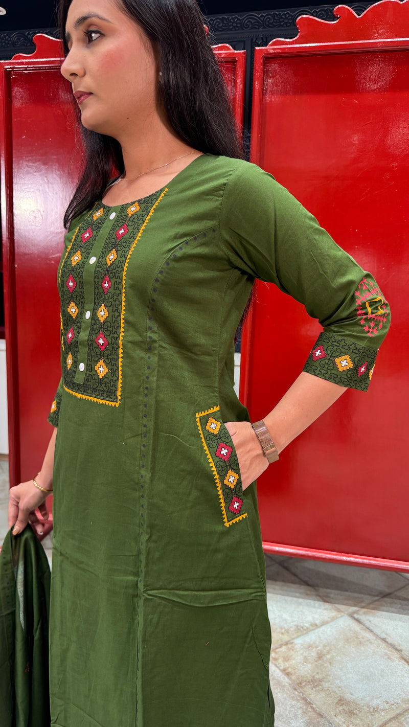 Olive Green Kurti Set