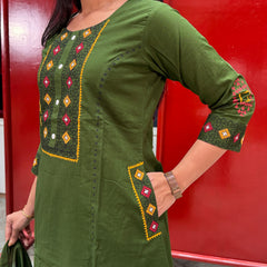 Olive Green Kurti Set