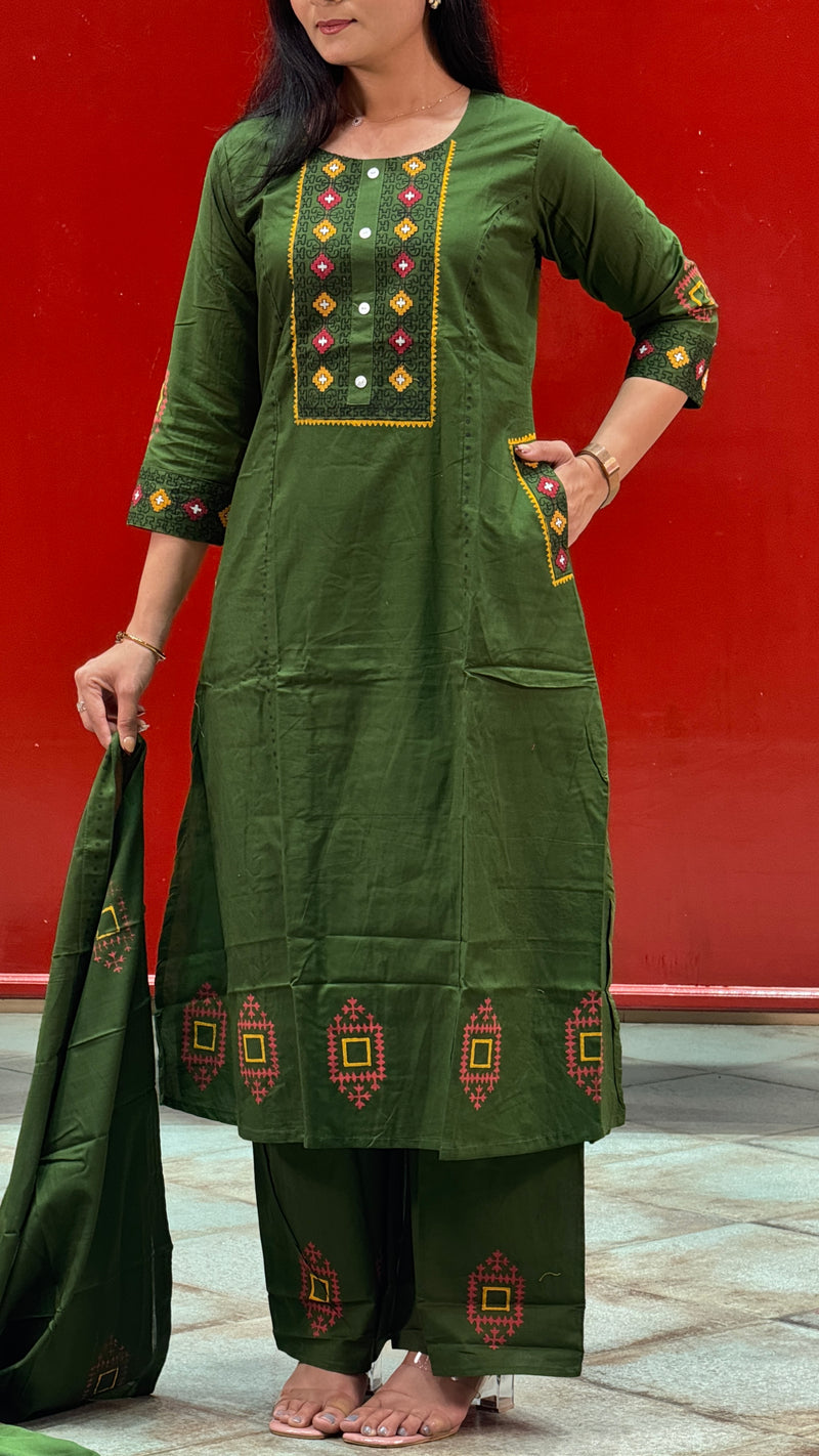 Olive Green Kurti Set