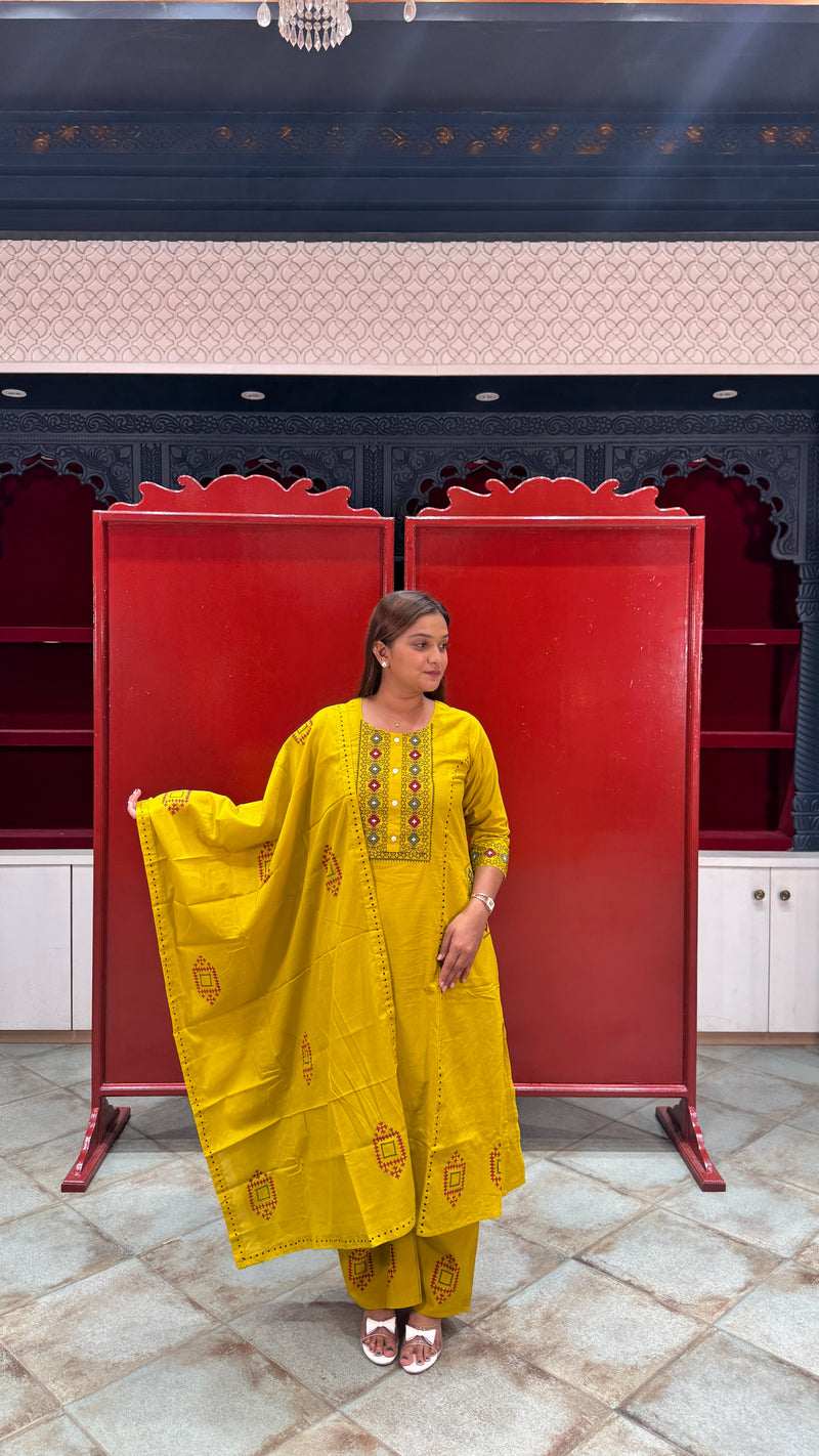 Mustard Yellow Kurti Set