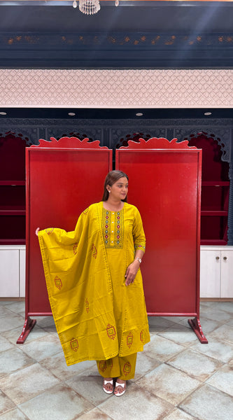 Mustard Yellow Kurti Set