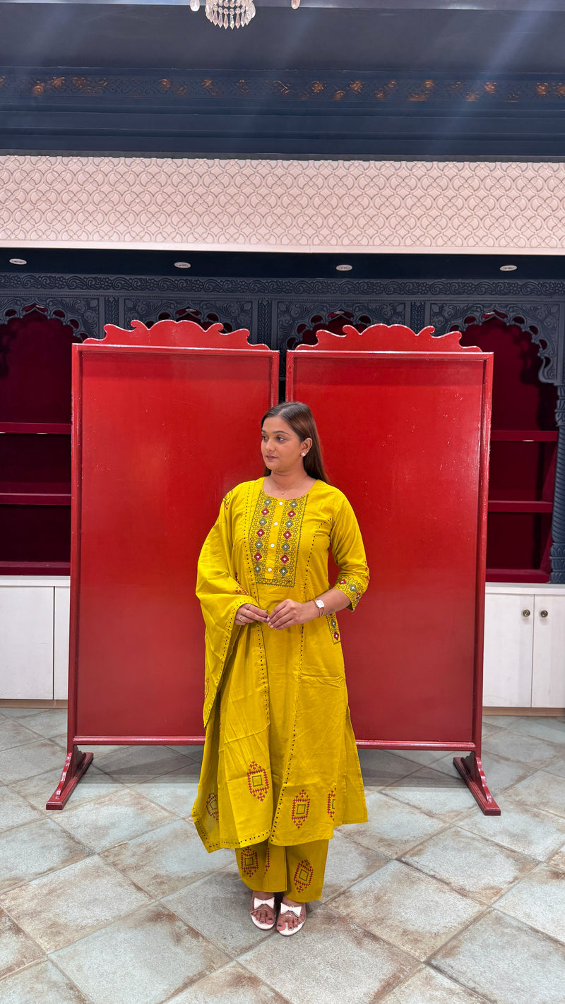 Mustard Yellow Kurti Set