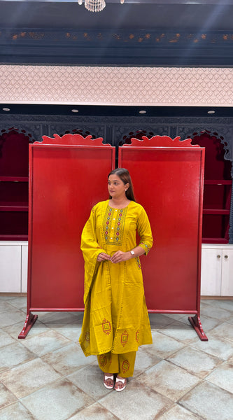 Mustard Yellow Kurti Set