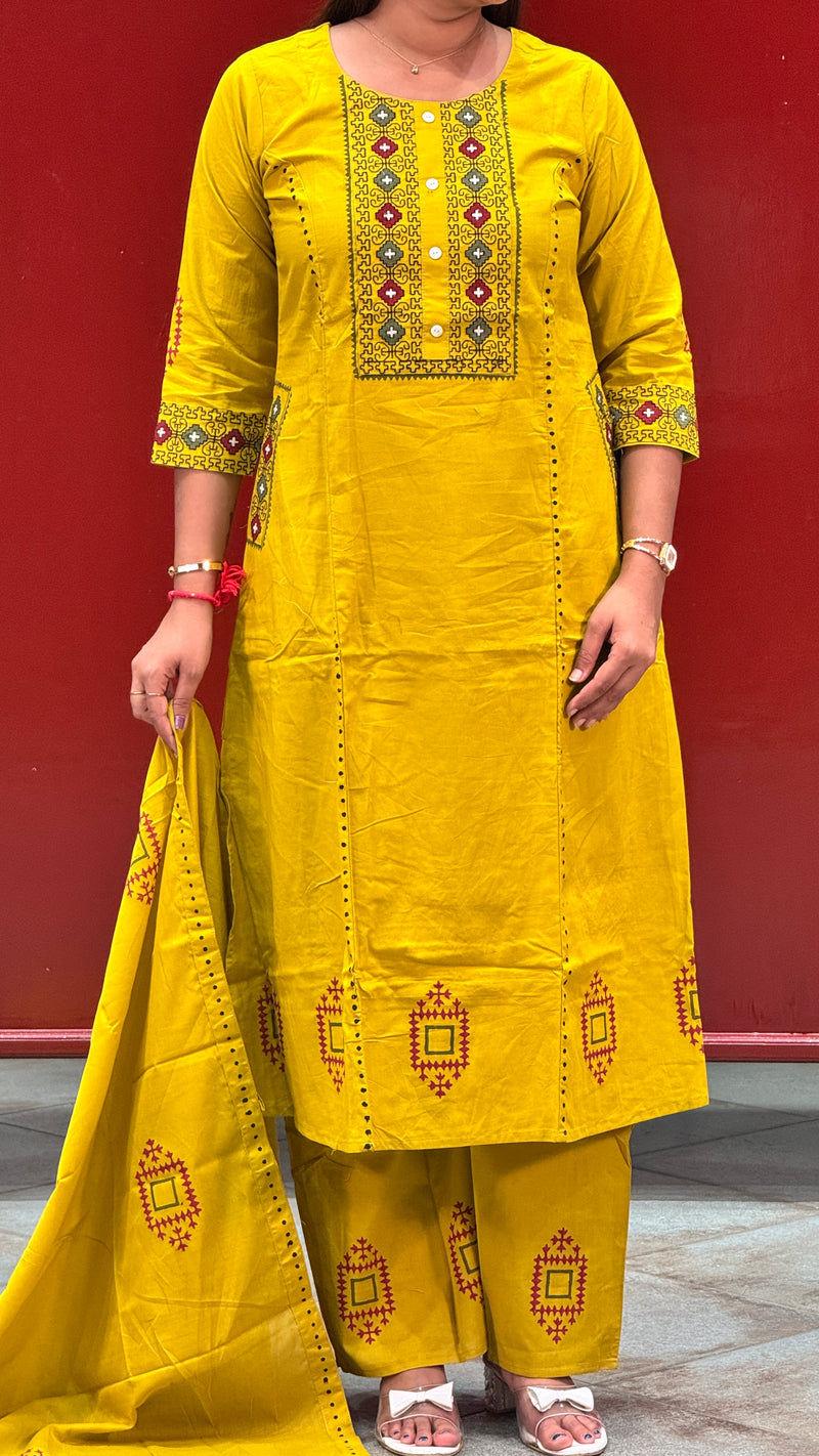 Mustard Yellow Kurti Set
