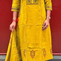 Mustard Yellow Kurti Set