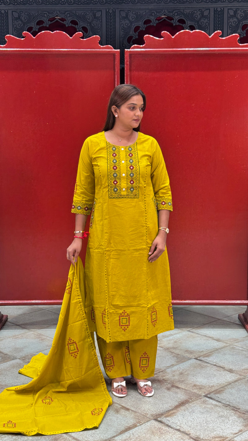 Mustard Yellow Kurti Set