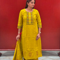 Mustard Yellow Kurti Set