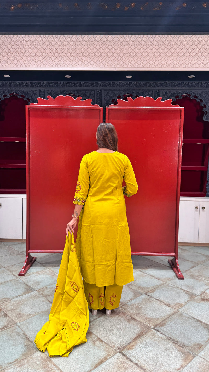Mustard Yellow Kurti Set
