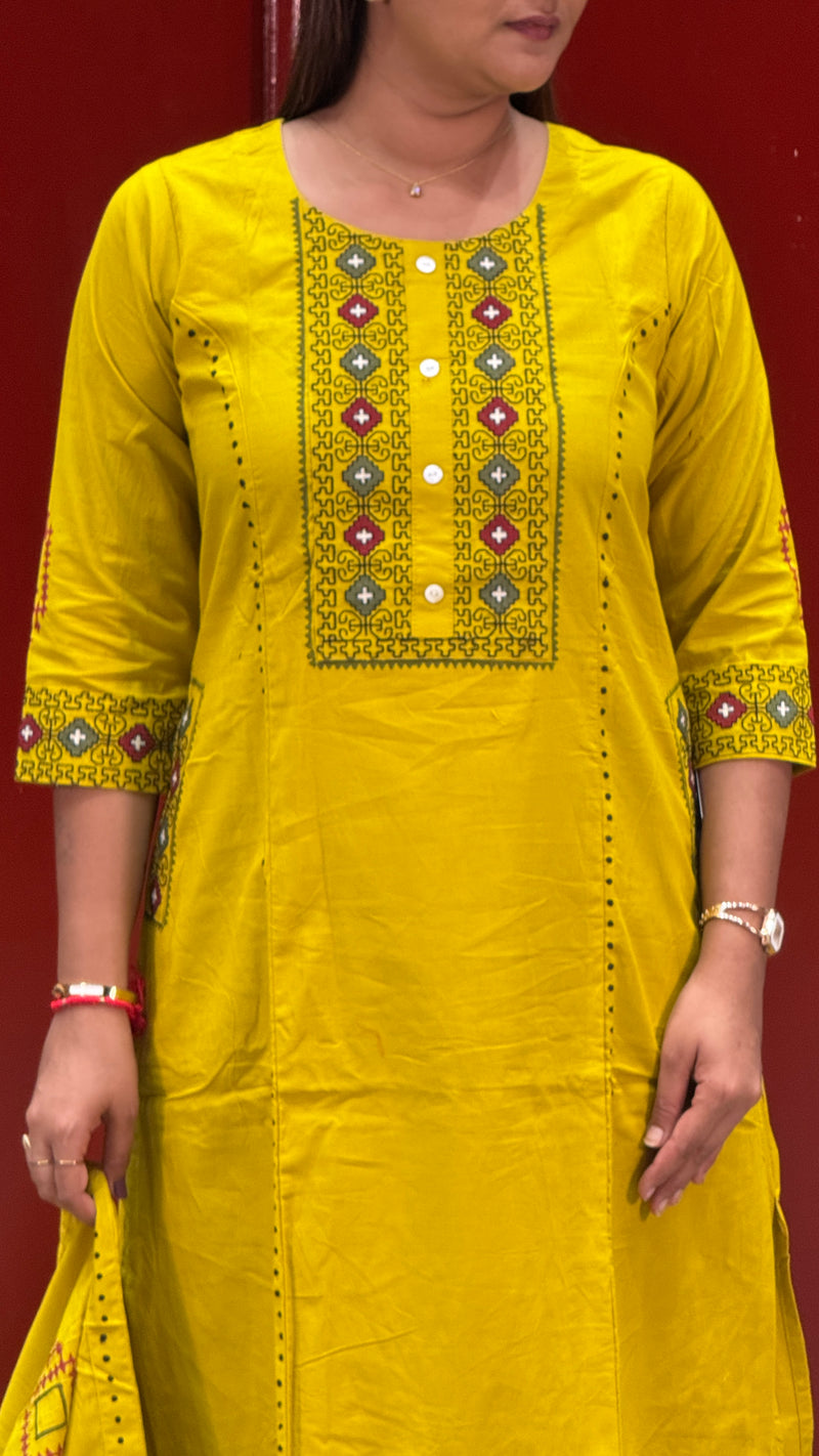 Mustard Yellow Kurti Set