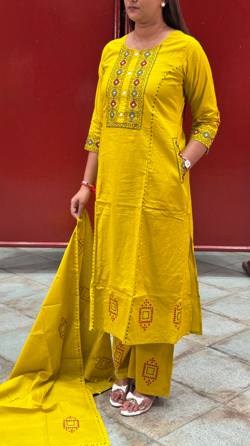 Mustard Yellow Kurti Set