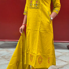 Mustard Yellow Kurti Set