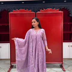 Lavender Floral Kurti Set