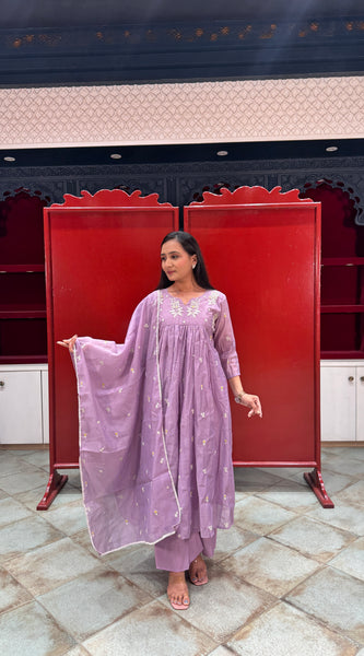 Lavender Floral Kurti Set