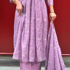 Lavender Floral Kurti Set