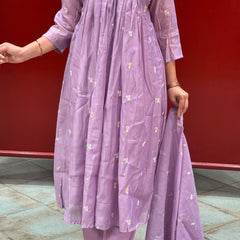 Lavender Floral Kurti Set