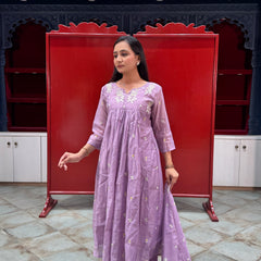 Lavender Floral Kurti Set