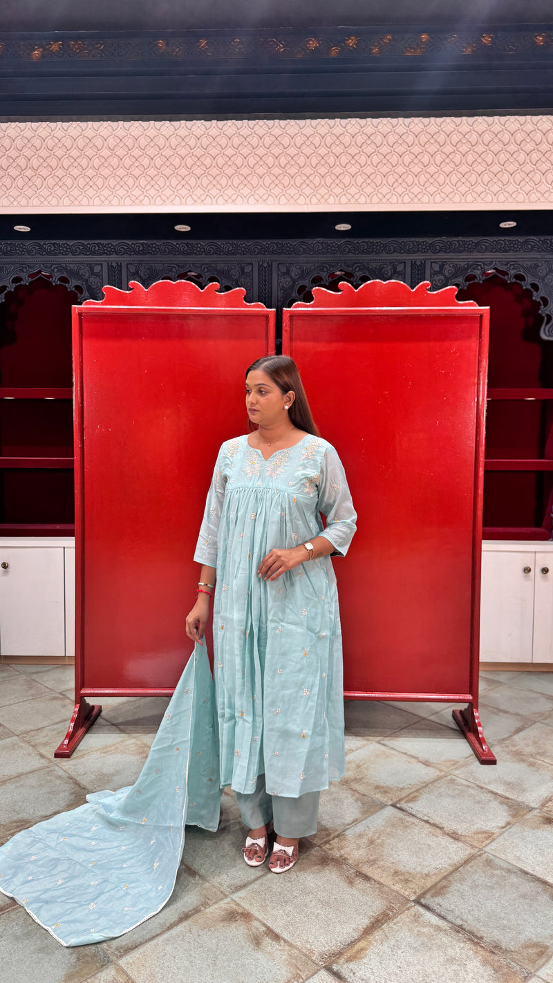 Powder Blue Kurti Set