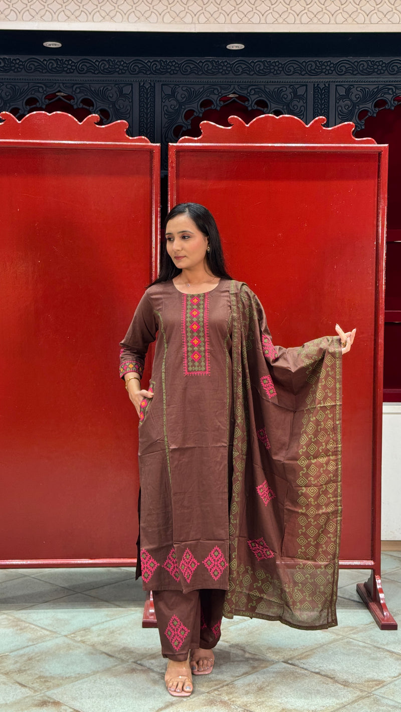 Chocolate Brown Kurti Set