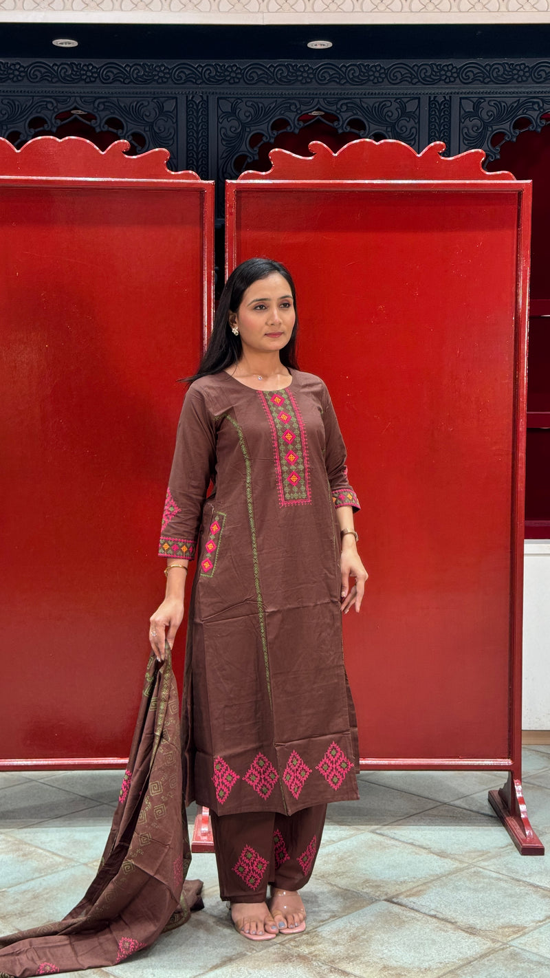 Chocolate Brown Kurti Set