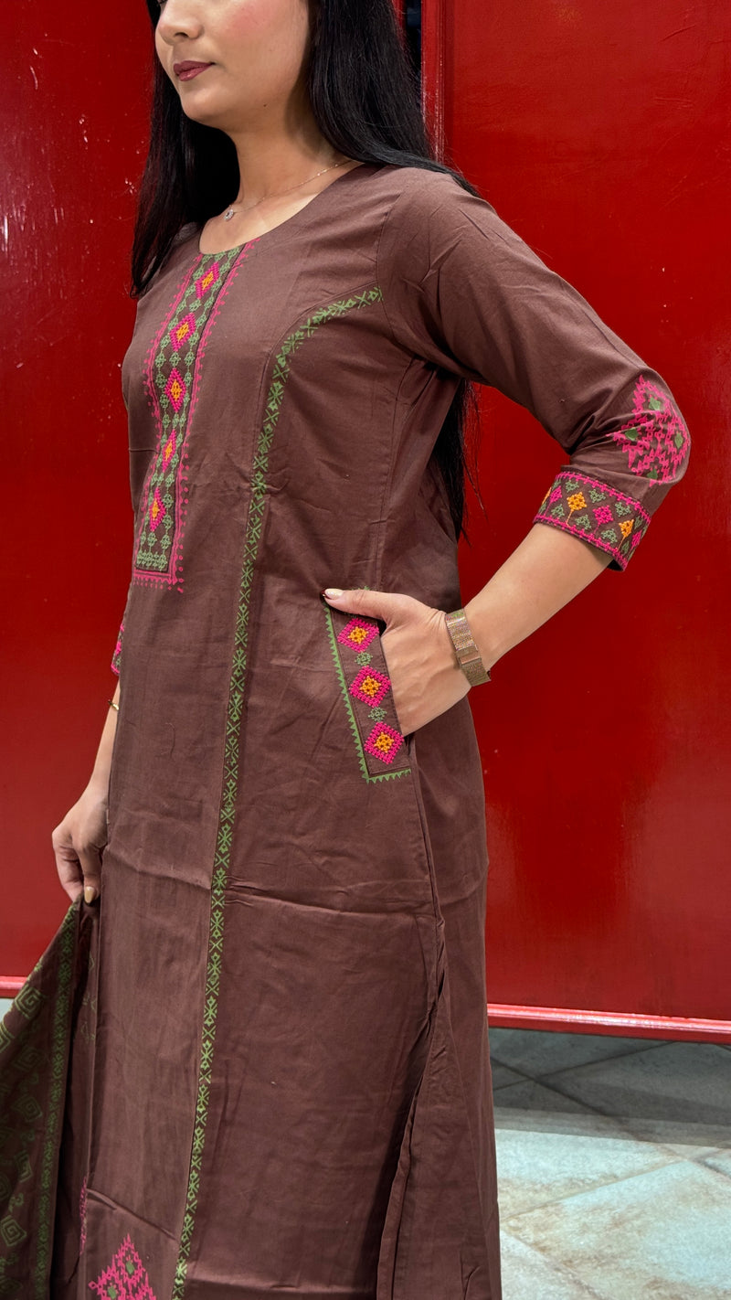 Chocolate Brown Kurti Set