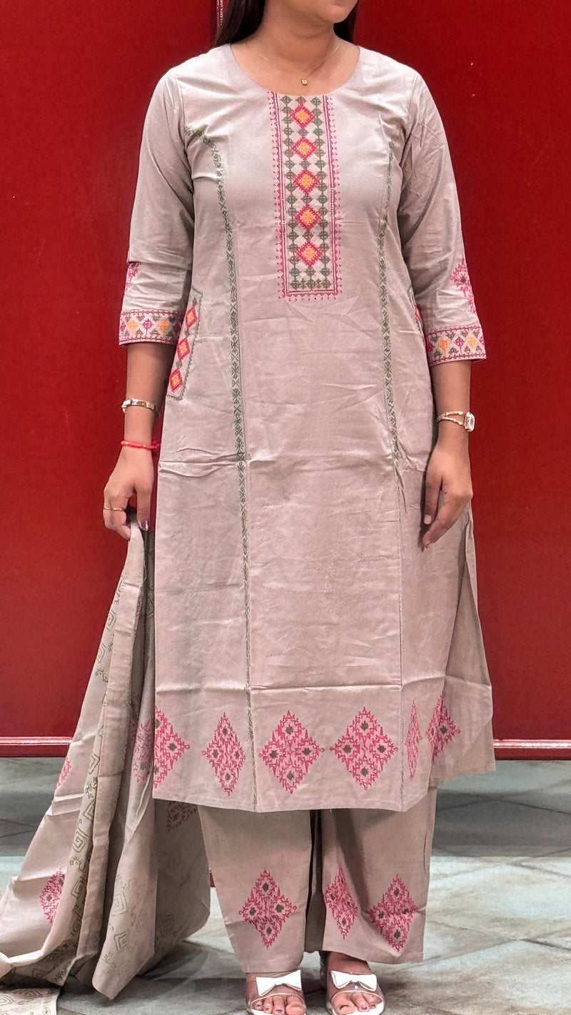 Taupe Beige Kurti Set
