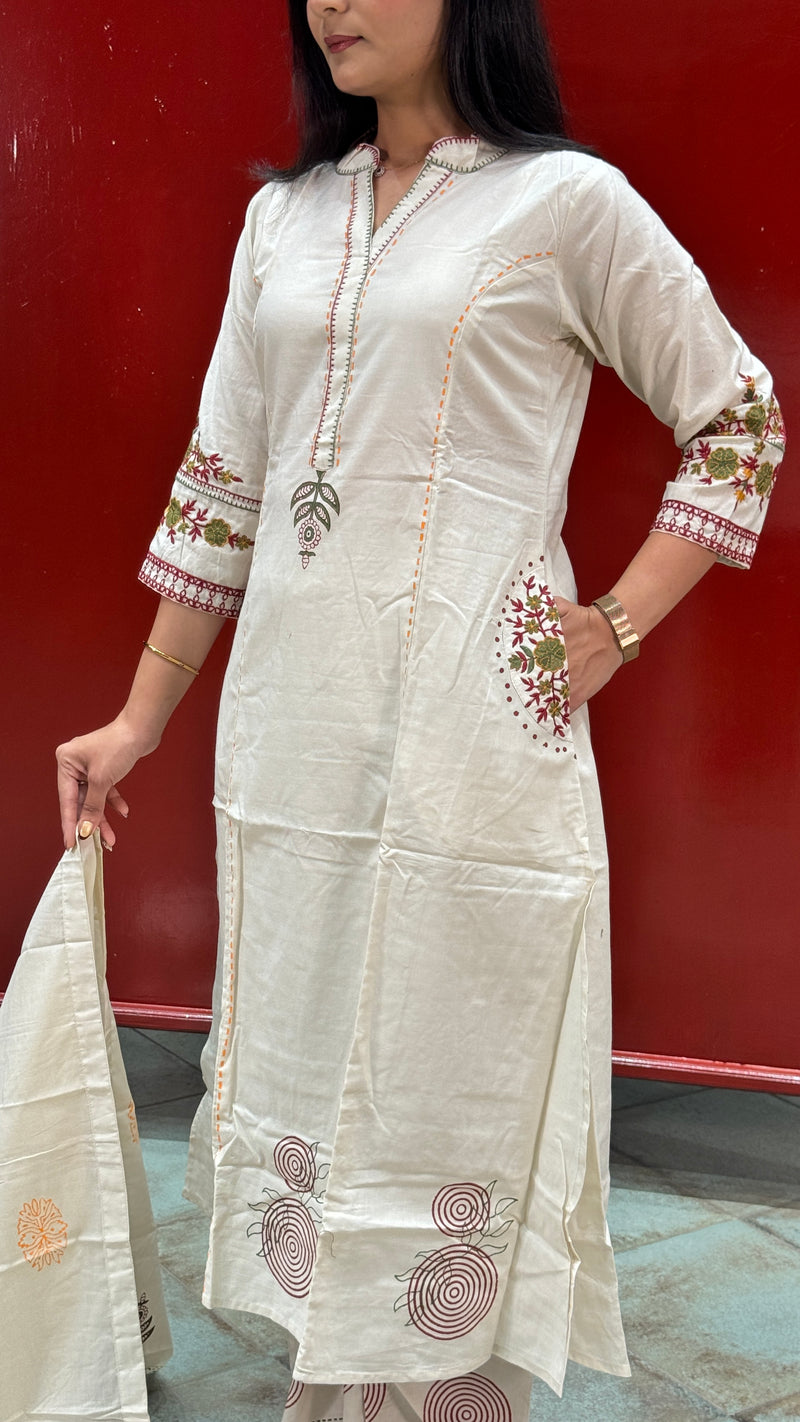 Off-White Kurti Set