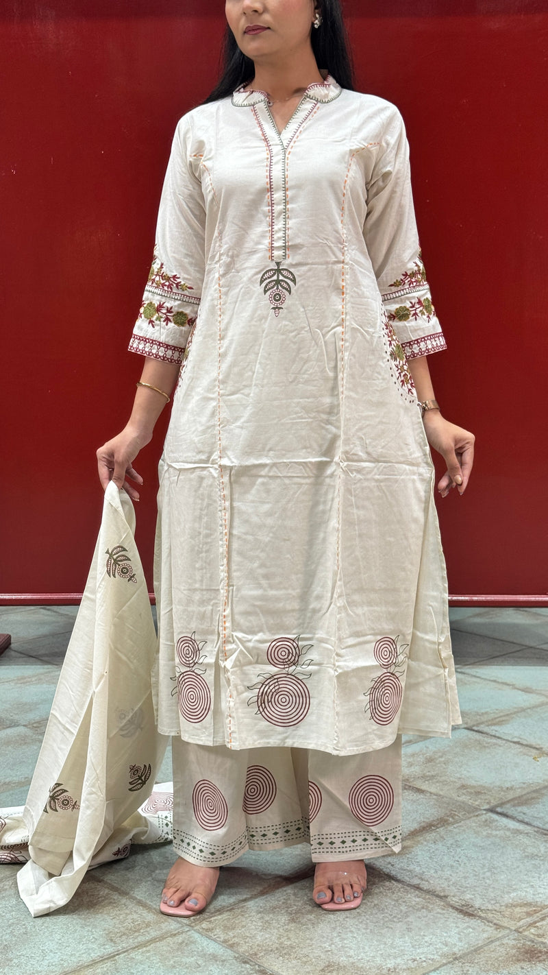 Off-White Kurti Set