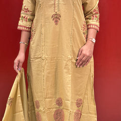 Beige Block Kurti Set