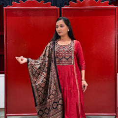 Crimson Red Kurti Set