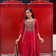 Crimson Red Kurti Set