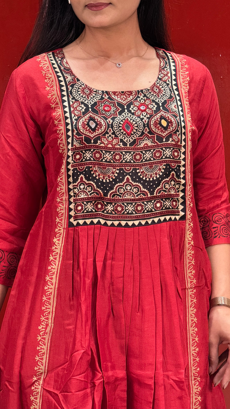 Crimson Red Kurti Set