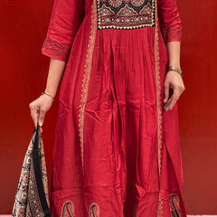 Crimson Red Kurti Set