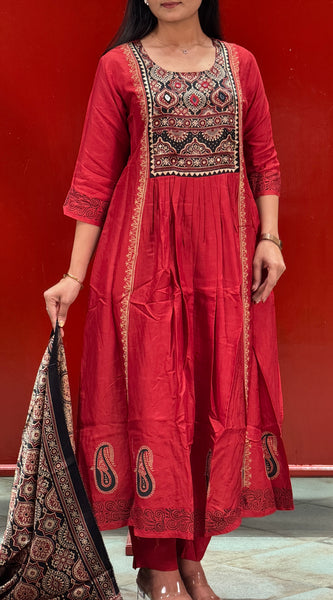 Crimson Red Kurti Set