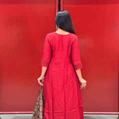 Crimson Red Kurti Set