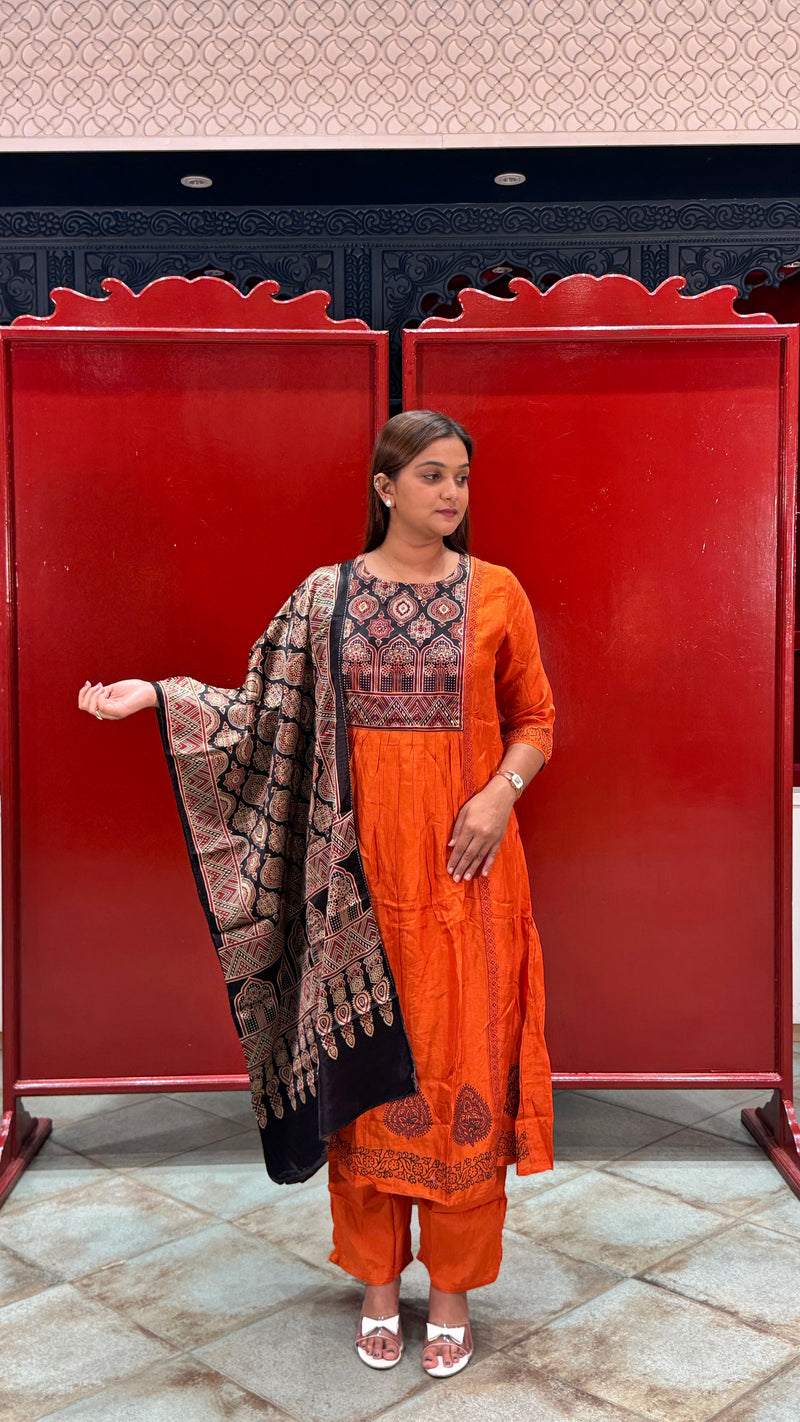 Rust Orange Kurti Set