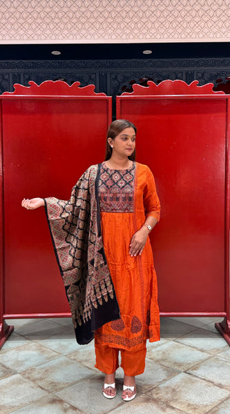 Rust Orange Kurti Set