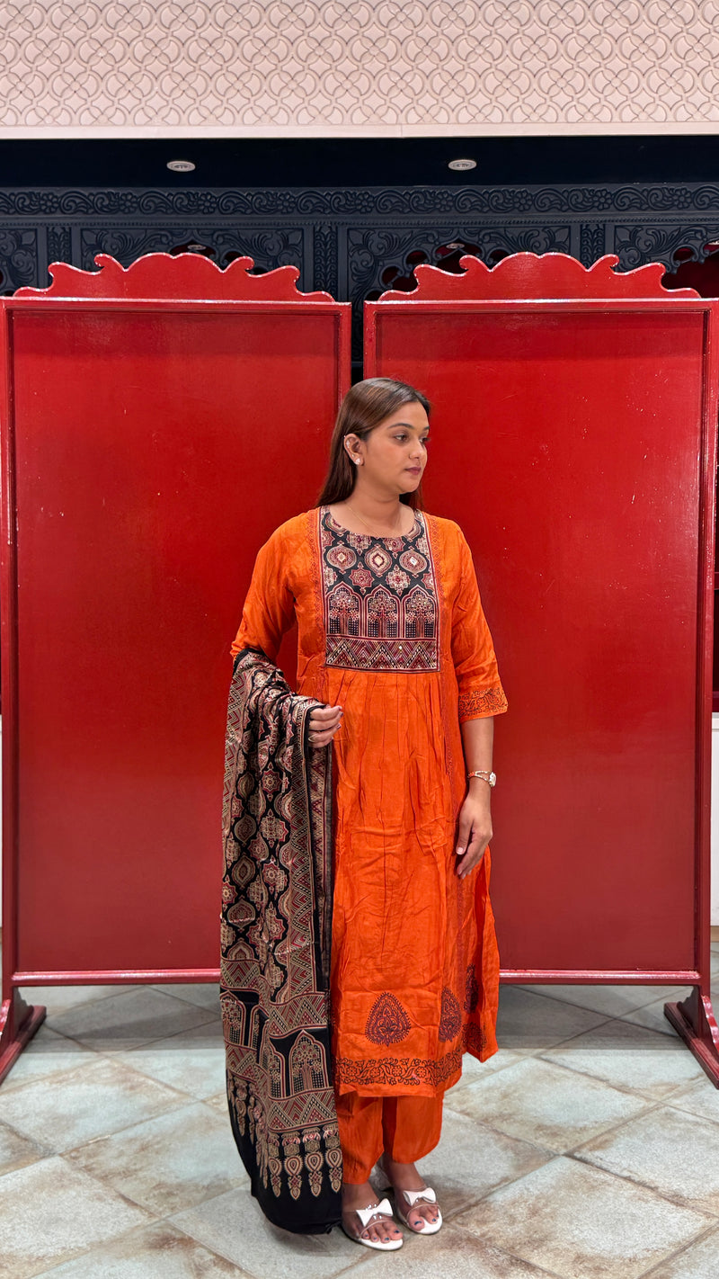 Rust Orange Kurti Set