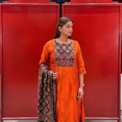 Rust Orange Kurti Set