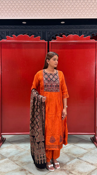 Rust Orange Kurti Set