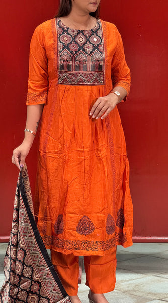 Rust Orange Kurti Set