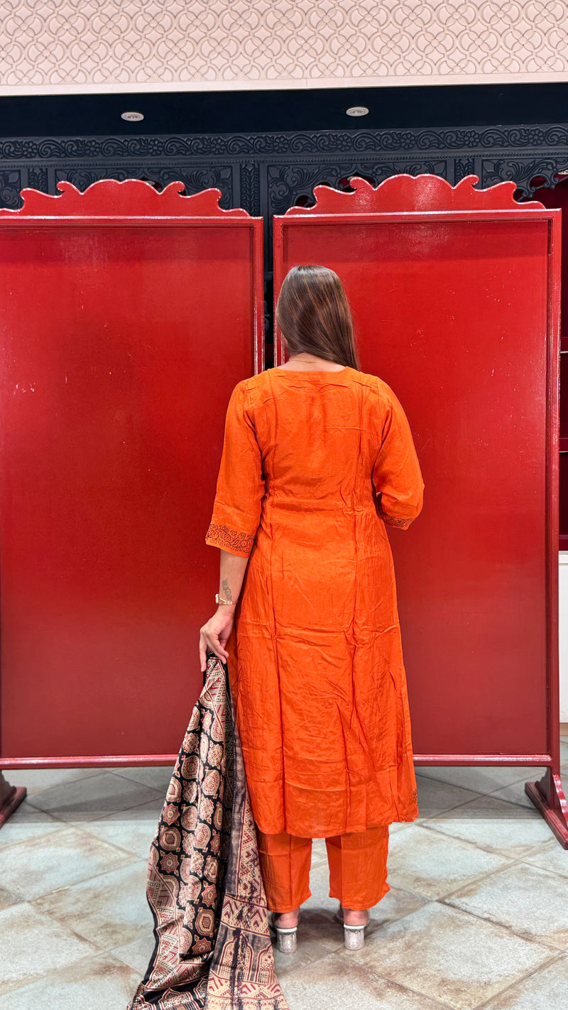 Rust Orange Kurti Set