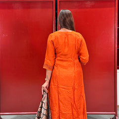Rust Orange Kurti Set