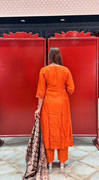 Rust Orange Kurti Set