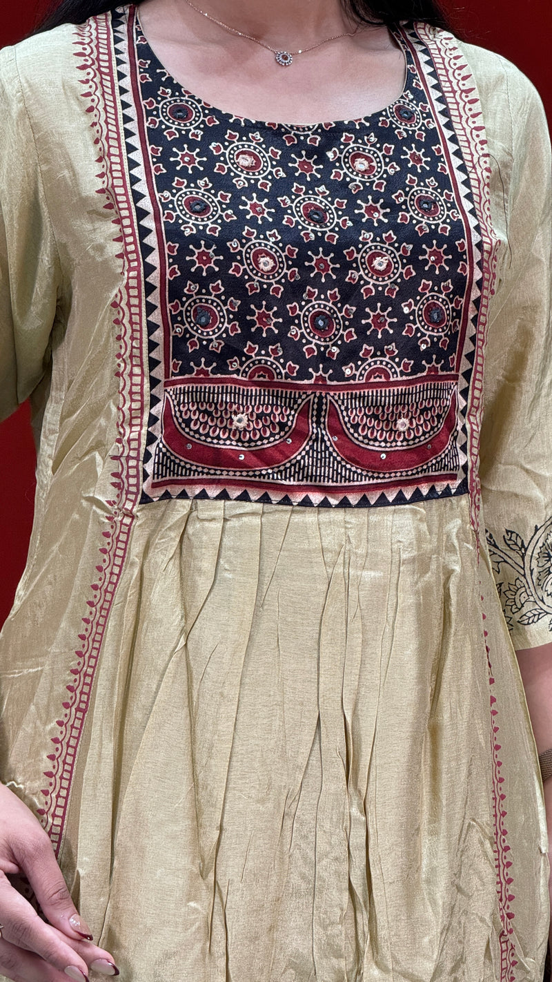 Beige Gold Kurti Set