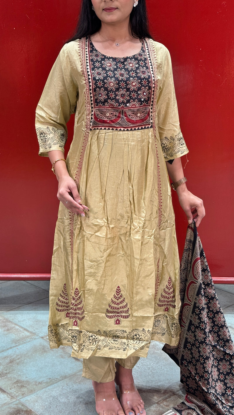 Beige Gold Kurti Set