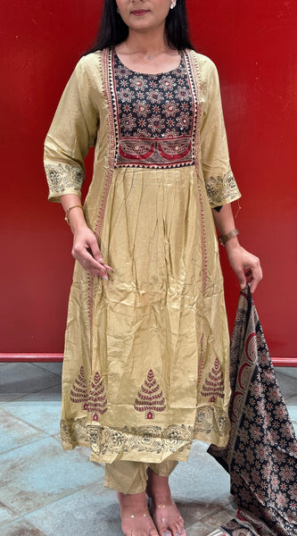 Beige Gold Kurti Set