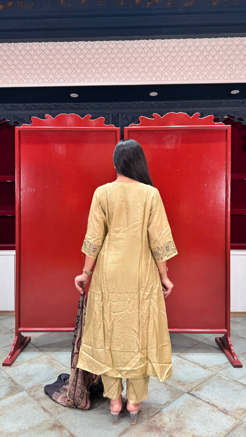 Beige Gold Kurti Set