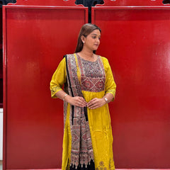Mustard Yellow Kurti Set