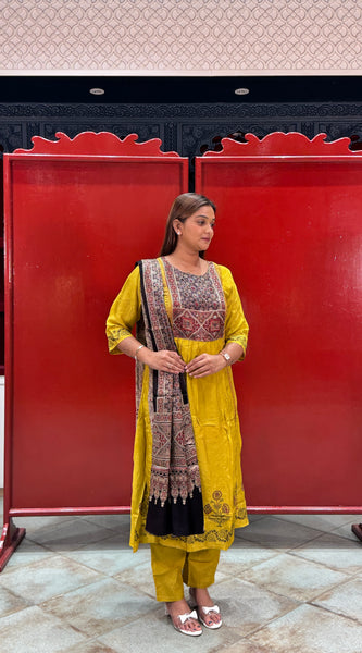 Mustard Yellow Kurti Set